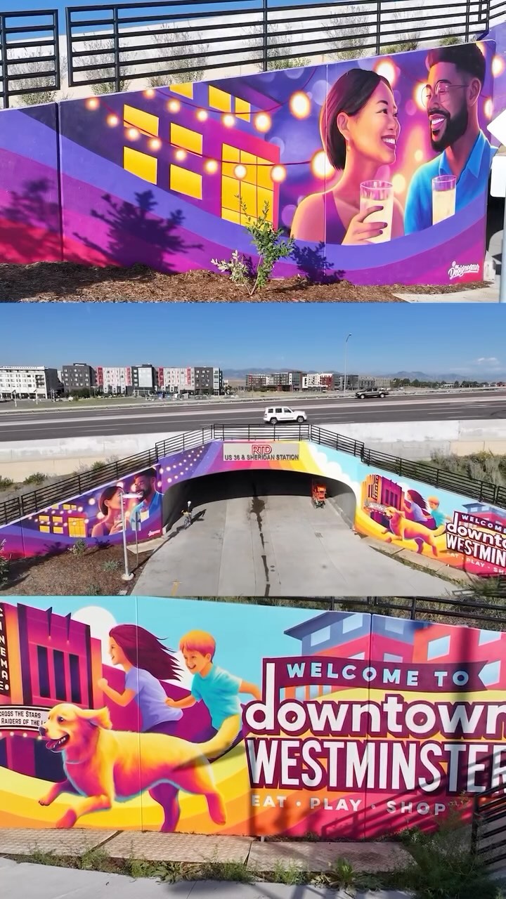 Stoked to share this new mural I created for @westminster.colorado ! The mural is on the Sheridan & US 36 pedestrian tunnel and welcomes visitors to downtown Westminster.
#cityofwestminster #westminsterco #westminstercolorado #mural #muralartist #denverstreetart #denverstart #coloradoartist #coloradonative