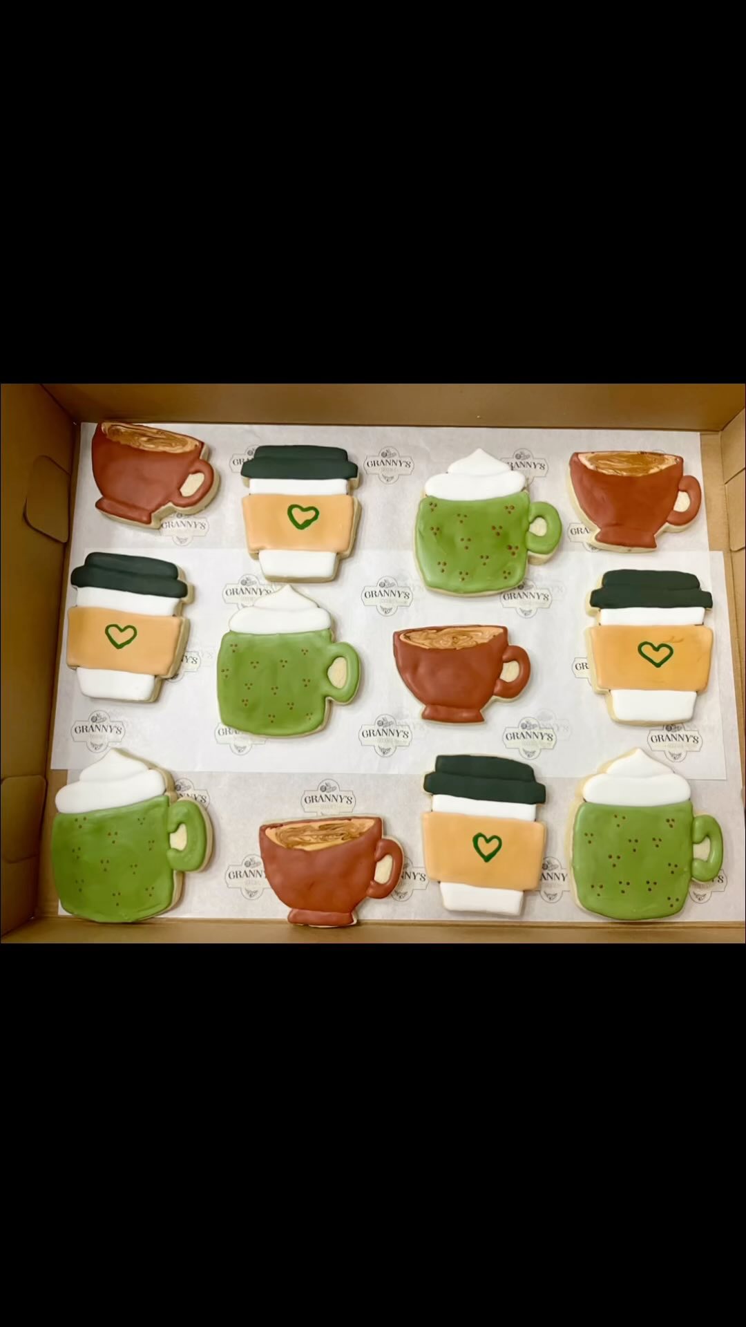 Coffee themed cookies donated to a basket for auction at St Mary’s Oktoberfest! ☕️ #coffeecookies #grannysgoodiesbakery