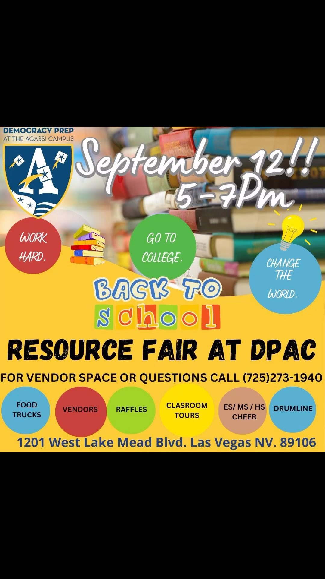 Tonight!!!! It’s Our Annual Back to School Resource Fair!!!Come and Meet Your Scholars Teachers, Enjoy Special Performances, Sign up For Clubs, Infinite Campus Assistance, Raffles, Food Trucks and More!!! See You at 5pm!!!