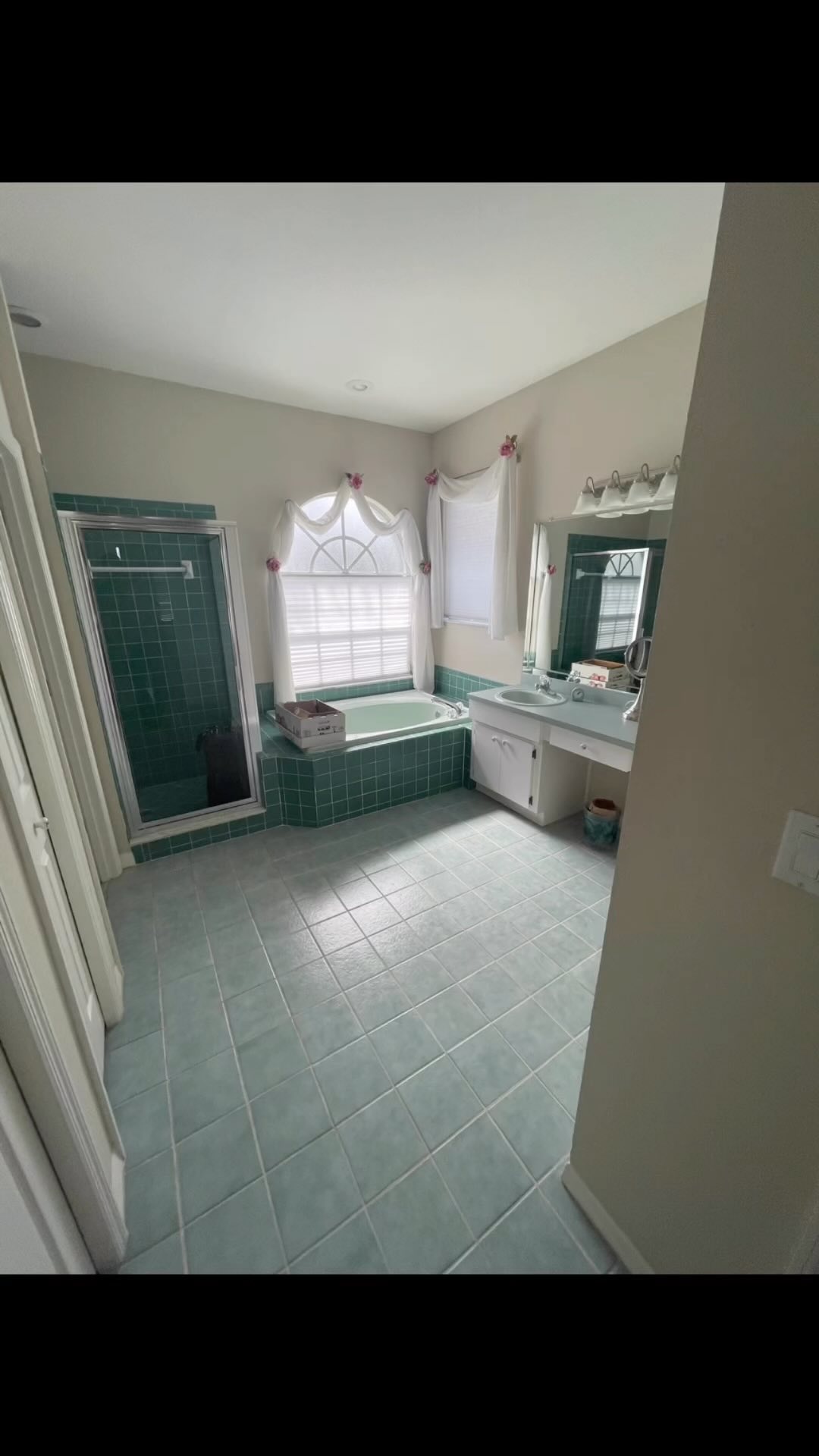 Repeat client/ friend was tired of looking at their old outdated bathroom. Who better to call than us! Take a look at the before and after of this master bathroom.