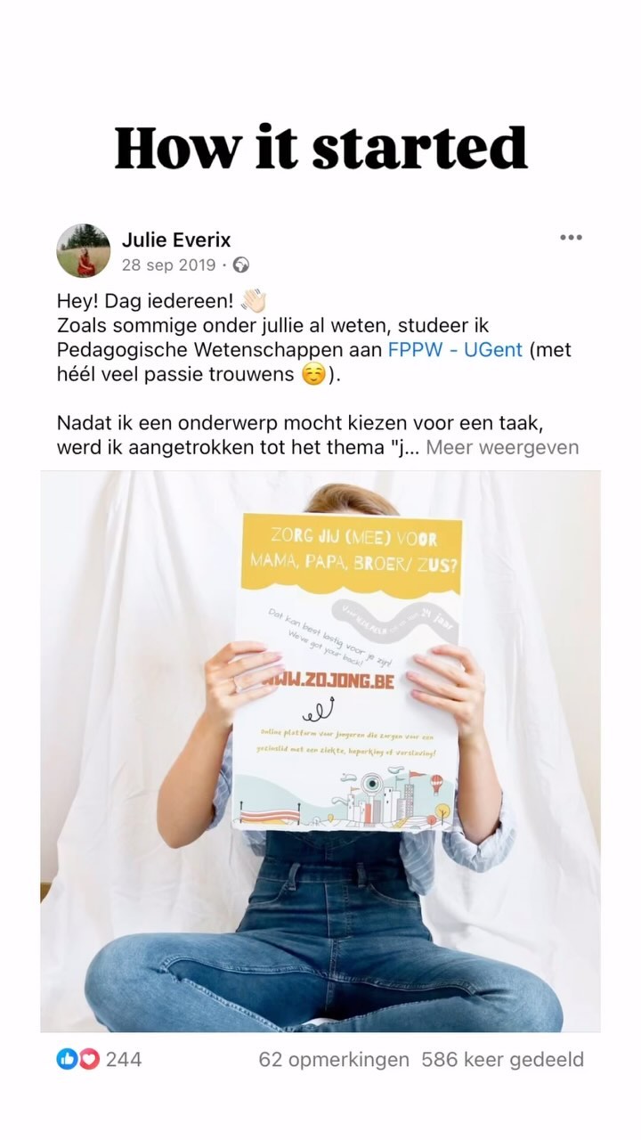 🥳 5 JAAR 🥳
ZoJong! mag vijf kaarsjes uitblazen vandaag. 🥲
Wie had gedacht dat een wild idee van een 19-jarige student na vijf jaar zou uitgroeien tot een volwaardige organisatie voor/door/met jonge mantelzorgers? De enige in Vlaanderen dan nog wel.
Ik niet. 😬
Maar hier zijn we! En boyyyy, zijn we dankbaar. Van infomarkten tot scholen tot kantoren van de Vlaamse Overheid tot paleizen tot ons eigen plekje in Broei tot ons stukje internet, we zijn overal geweest.
Door de jaren is het liefste team van vrijwilligers gegroeid (💓💓), wat een geluk. Zij zijn ondertussen mee het hart van ZoJong! geworden.
We hebben op zoveel plaatsen warme mensen ontmoet die de wereld voor jonge mantelzorgers beter en zachter willen maken. Op die vijf jaar hebben we mogen zien en horen hoe steeds meer mensen ‘jonge mantelzorg’ kennen. 🥰
And above all, wij hebben jullie ontmoet. De meest lieve jonge mantelzorgers. Jullie blijven mij verbazen, elke keer opnieuw door wie jullie zijn. De meest mooie mensen van de wereld (en nee, dat is niet overdreven).
Op nog VELE en VELE en VELE jaren ZoJong!. We kunnen niet wachten ❤️
#doenweer6263818jaarbij? #wijzeggengeennee