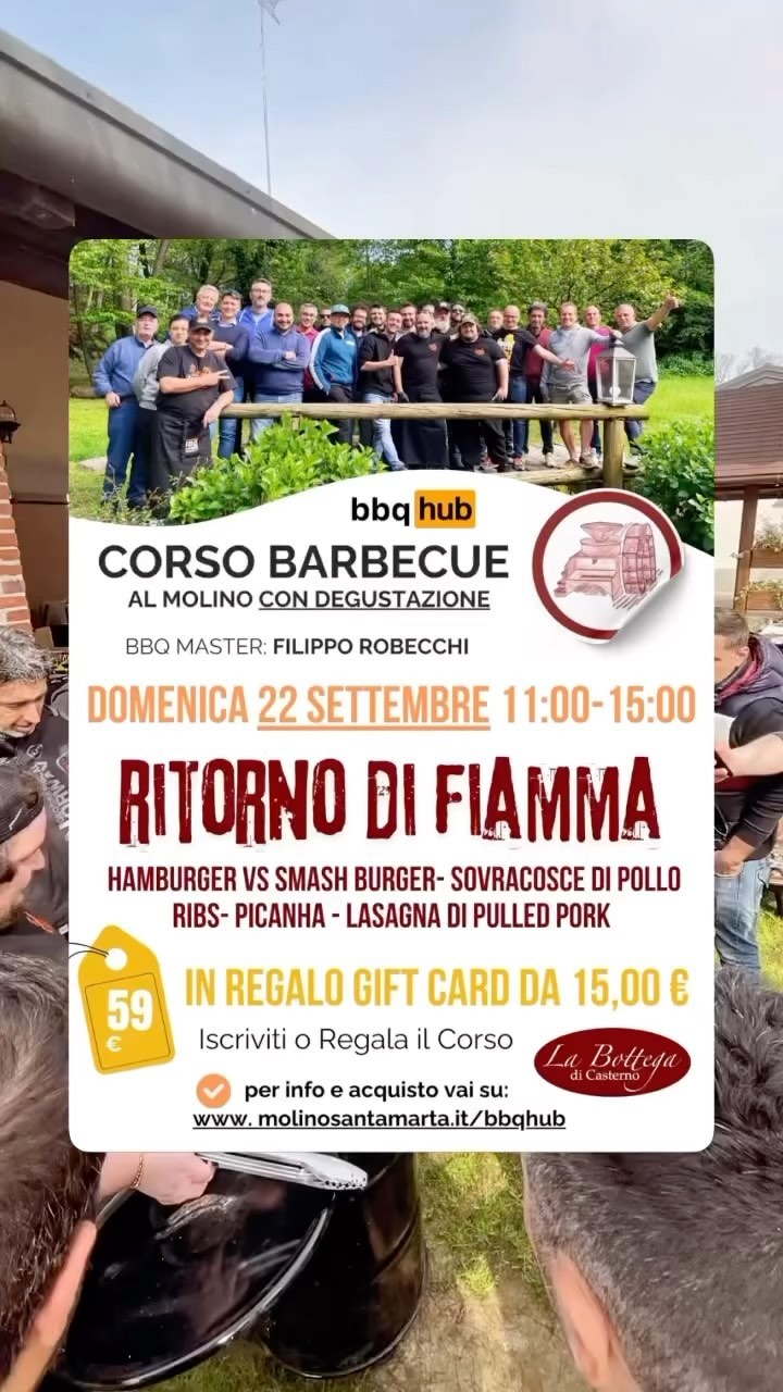 Dopo aver conquistato il palcoscenico globale, @ostefiamme e i maestri tornano dai campionati Mondiali del Barbecue carichi di esperienze epiche e pronti a trasmettervele con un corso spettacolare in esclusiva al @molinosantamarta !
Prenderai parte alla sfida tra #hamburger e #smashburger e forse dirai di non aver mai visto (e mangiato) nulla di simile! Ti destreggerai dalle Ribs al Pollo, fino alla #Picanha, cucinata come solo i veri esperti sanno fare. E il meglio arriva alla fine: Lasagna di #pulledpork , Follia Pura!
Le preparazioni che verranno realizzate e degustate in questo corso prevedono:
• Hamburger vs Smash Burger
• Ribs
• Sovracosce di pollo
• Picanha
• Lasagna di Pulled Pork
Non perdere l’occasione di apprendere dai migliori. Iscriviti e riserva il tuo posto ora, diventa il maestro della griglia che hai sempre sognato di essere.
“Ritorno di Fiamma” come gli altri corsi BBQ HUB, è molto più di un corso, è un’esperienza che cambierà il tuo modo di grigliare e la tua filosofia sul barbecue, provare per credere! Unisciti al Team della BBQ HUB Academy e ravviva il fuoco della tua passione per il #BBQ.
@sefem_ilcalendariodeglieventi