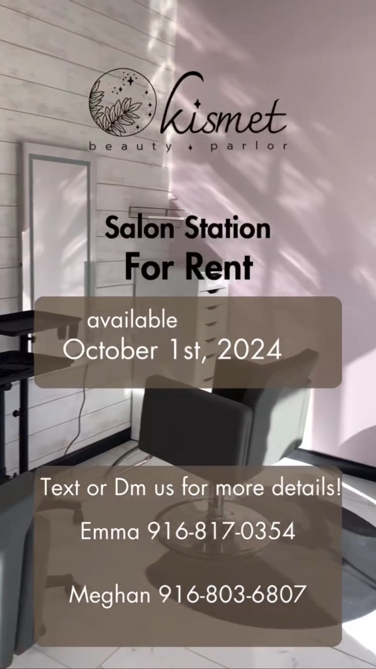 Ready to take your beauty biz to the next level? 🌟 We have a hair salon station available at Kismet Beauty Parlor in Folsom! Enjoy 24/7 access, on-site amenities, social media support, and a collaborative, fun environment with amazing women. Perfectly located near HWY 50. Don’t miss this opportunity—DM us to book a tour and join the KPB family! 💇♀️
#FolsomSalon #FolsomStylist #SacramentoStylist #folsomhairsalon #Folsombeauty #KismetBeautyParlor #SalonStationForRent #FolsomCA #SupportLocalBusiness #BeautyCommunity