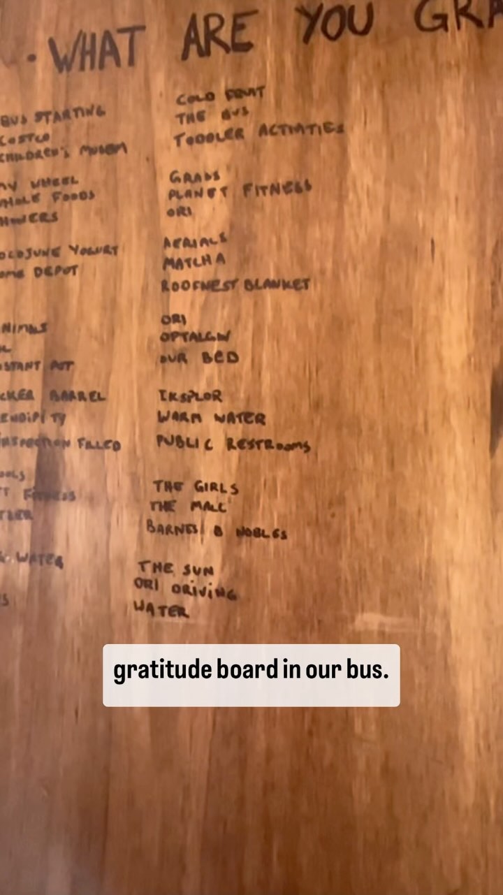 In October 2022 I was in a low point in my life, I was never happy, always complaining and often fantasizing about the life I wanted to live. It’s funny because from the outside it looked like I was living the life I wanted to live, so I started a gratitude board in our bus… Later it turned into a whole excel sheet-3 things I did well, one thing I love about Ori, 3 things I’m grateful for, random thoughts, what I want to achieve.
Shoutout to @katenasuti for being my guide through these hard times 💖🙏 and to @withmagicfeet for being by my side 😘
#gratitude #personaljourney #spiritualgrowth #momlife #buslife