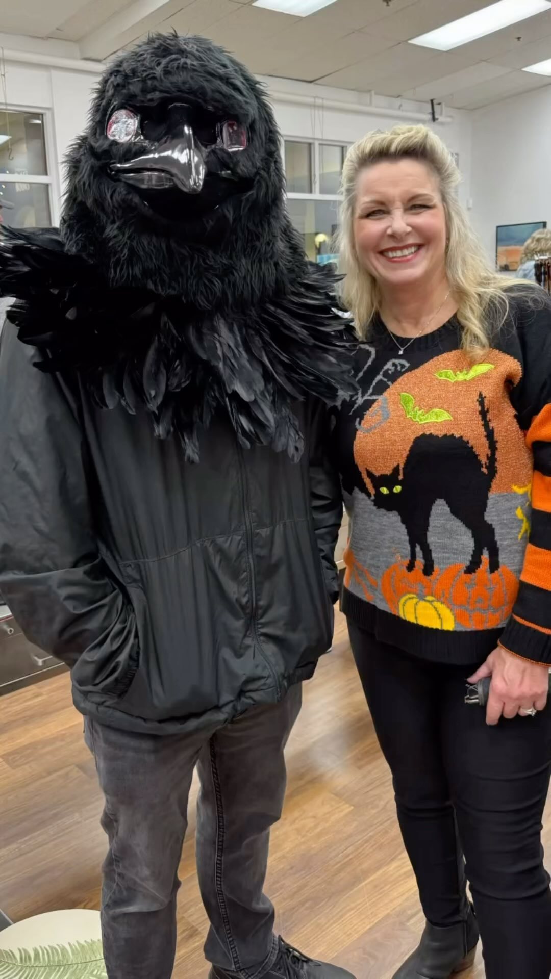 Last night at “The Raven and Crow Show” at Red Sky Gallery. @redskygallery1 What a great show and so much fun! My son, Blake was the big crow. My darker assemblage art and Halloween paintings will be there through the end of October. Hope you get a chance to stop in! 🐦⬛👻 #assemblageartist #assemblage #foundobjects #foundobjectartist #foundobjectsculpture #halloweenartist #creepydolls #creepydollart #dollheads #dollart #dollparts #assemblageart #halloweenart #crooksycreations