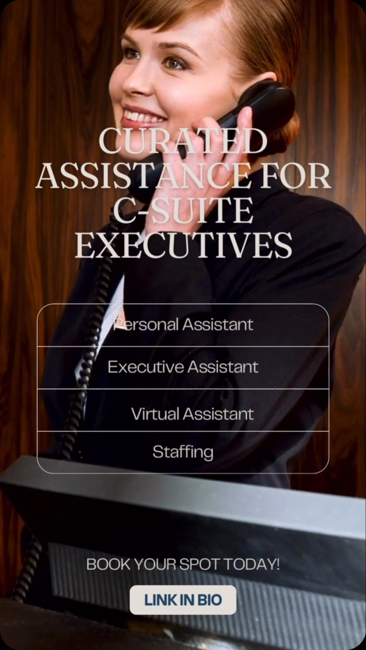 Elevate Your Executive Experience with Curated Assistance
For discerning C-suite leaders, we offer tailored solutions including:
✨ Personal Assistant
✨ Executive Assistant
✨ Virtual Assistant
✨ Staffing Solutions
Your time is invaluable—secure your spot today.
👉 Link in bio to explore how we can enhance your productivity and streamline your operations.
#ExecutiveSupport #CLevelExcellence #BiaConcierge #TailoredSolutions #BusinessSuccess
