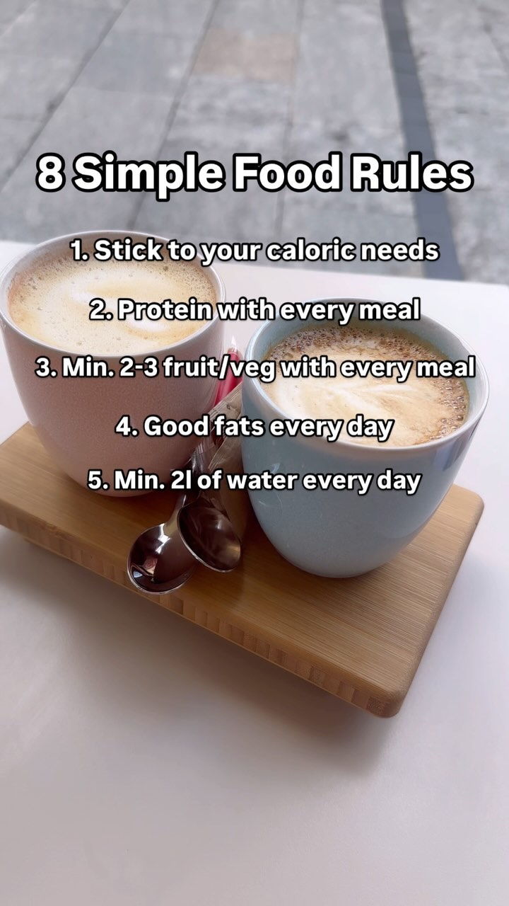 I say rules, I mean guidelines but it didn’t roll of the tongue quite so well 😂
These aren’t *necessarily* guidelines I’d recommend for performance and/or specific weight gain/loss phases. In fact there’s probably a couple of things I’d advise differently if that’s the goal. But they ARE rules I’d recommend following to anyone looking to improve general health, digestive health and/or hormone health. 💛
I will add: there’s nothing magic about numbers 6, 7 & 8. But I have found in my experience coaching that people do much better when they
A) prioritise meals > snacks
B) stop late night eating
C) minimise sugar intake to AFTER or WITH a full, balanced meal, not on its own (ie NOT just a bowl of high sugar cereal for breakfast)
Take what you need from this and give it a share !! ✨💛
