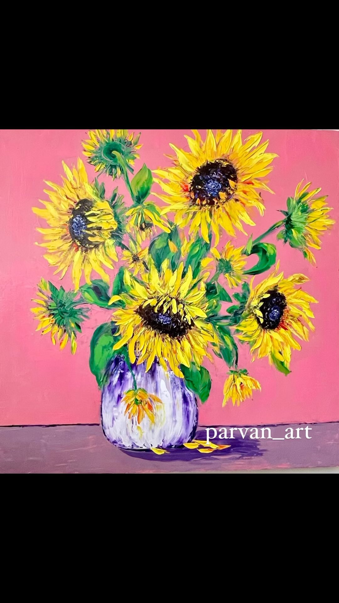 Sunflowers in Bloom: A burst of happiness on a large canvas, featuring vibrant sunflowers against a cheerful pink background. This piece radiates joy and warmth, perfect for brightening any space
🌸💫 #BrightFlowers #ColorfulArt #OilPainting #PaletteKnifePainting #MontrealArtist #CanadianArtist #QuebecArt #PositiveVibes #HappyArt #FloralInspiration #ArtisticExpression #SupportTheArts#Sunflowers