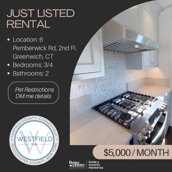 ✨Beautifully renovated rental in the serene Pemberwick neighborhood of Greenwich offers a perfect blend of modern amenities and convenient location. The spacious 3/4 bedroom unit spans the second and third floors, ensuring plenty of room for your family or guests. The brand new kitchen features elegant quartz countertops and sleek stainless steel appliances, making meal prep a delight. Throughout the home, adjustable recessed lighting creates the perfect ambiance, while the HVAC system ensures year-round comfort. Each room has been thoughtfully pre-wired for wall-mounted TVs, providing a seamless entertainment setup. The hardwood The hardwood floors add a touch of warmth and sophistication. In unit Washer & Dryer! Reserved off-street parking.
📍This rental's prime location is a major highlight, offering easy access to a variety of local attractions and amenities. Just 2 miles from Greenwich Avenue, residents are close to an array of shops, restaurants, and entertainment options.
For outdoor activities, 🏖️Byram Beach and its accompanying 🏊♂️pool, 🛝playground, 🎾 tennis courts, and ⚾️ softball field are just 1.1 miles away.
Commuters will find the proximity to transportation routes convenient, with 🚗 I-95 only a mile away, the 🚊Port Chester train station 1.4 miles distant, and the Merritt Parkway just 2.4 miles from the property.
🏡Residents of this home also enjoy access to all of Greenwich's beautiful beaches, ferry services, and parks and recreational facilities, making it an ideal location for those who love to explore and engage with their community.
#greenwichct #greenwichlocal #lovewhereyoulive #fairfieldcounty #ct #ctrealestate #greenwichmoms #greenwichrealestate #westfieldteam #bhgreshoreandcountry