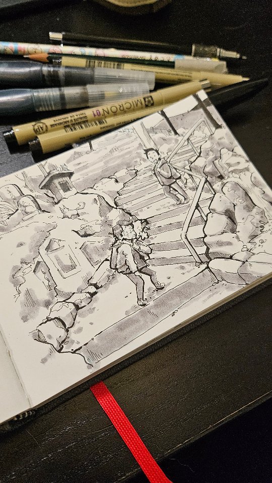 Inktober No. 6: TREK
We're embarking on a three-week camping adventure through Tohoku soon (Northern Honshu, Japan's largest island)! 🇯🇵🏔️ I'm also taking on the "Inktober" challenge, where I'll create a daily drawing based on an official prompt list! 🎨✍️
I still have a migraine and am a day behind, so I thought, "Why not draw something ridiculously complicated?!"
I used Yamadera Temple as a reference, imagining how we will climb it. My hubby loves physical challenges, but I always nearly die. Afterward, it is always worth it, though—just like Inktober.
#Inktober #Inktober2024 #Inktober2024Trek #Inktober52 #InktoberTrek #InktoberChallenge
@inktober