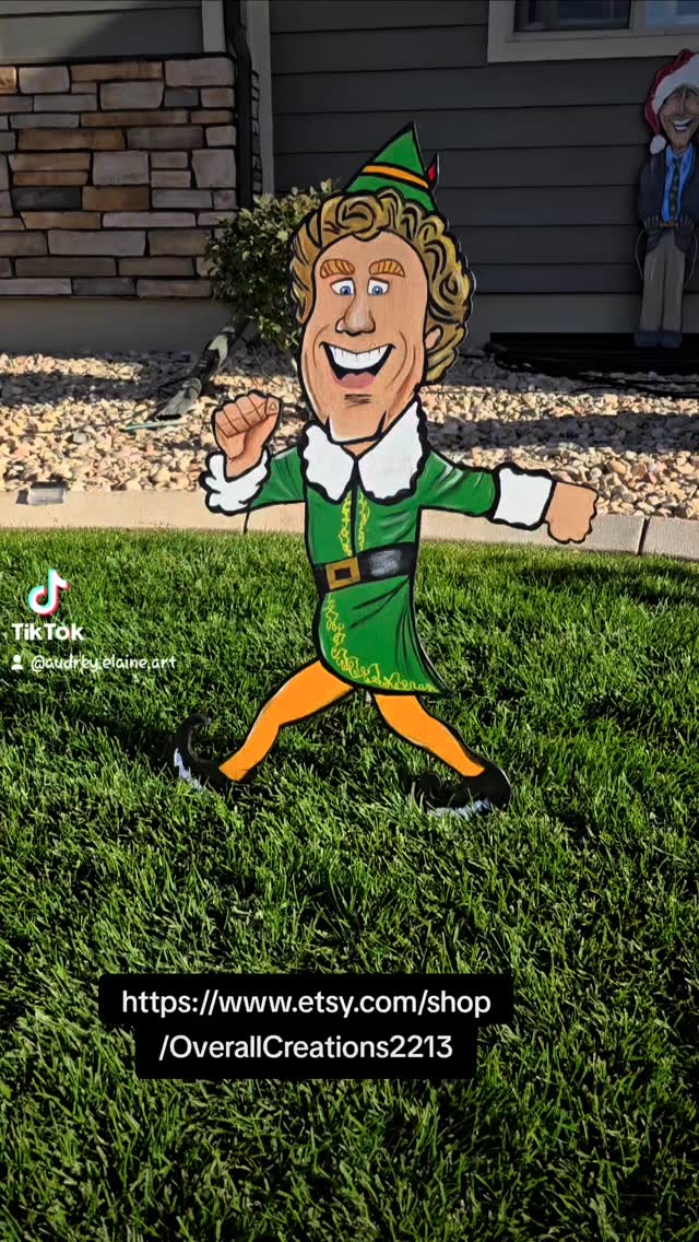 Buddy the Elf! Available at https://www.etsy.com/shop/OverallCreations2213
Available for purchase. Handmade, freehand drawn, hand painted & cutout, sealed & ready for any yard! Can make any decorations for any holidays! #christmastime #christmastiktok #DIY #diycrafts #handmade #fyp #vegas #holidaydecor #homedecor #yardsigns #yardcutouts #custommade #yarddecorations #woodworking #woodcrafts #fyp #buddytheelf #buddy #christmas #halloween #halloweendecor #halloweenyard #yarddecorations #woodworking #woodcrafts #artoftheday