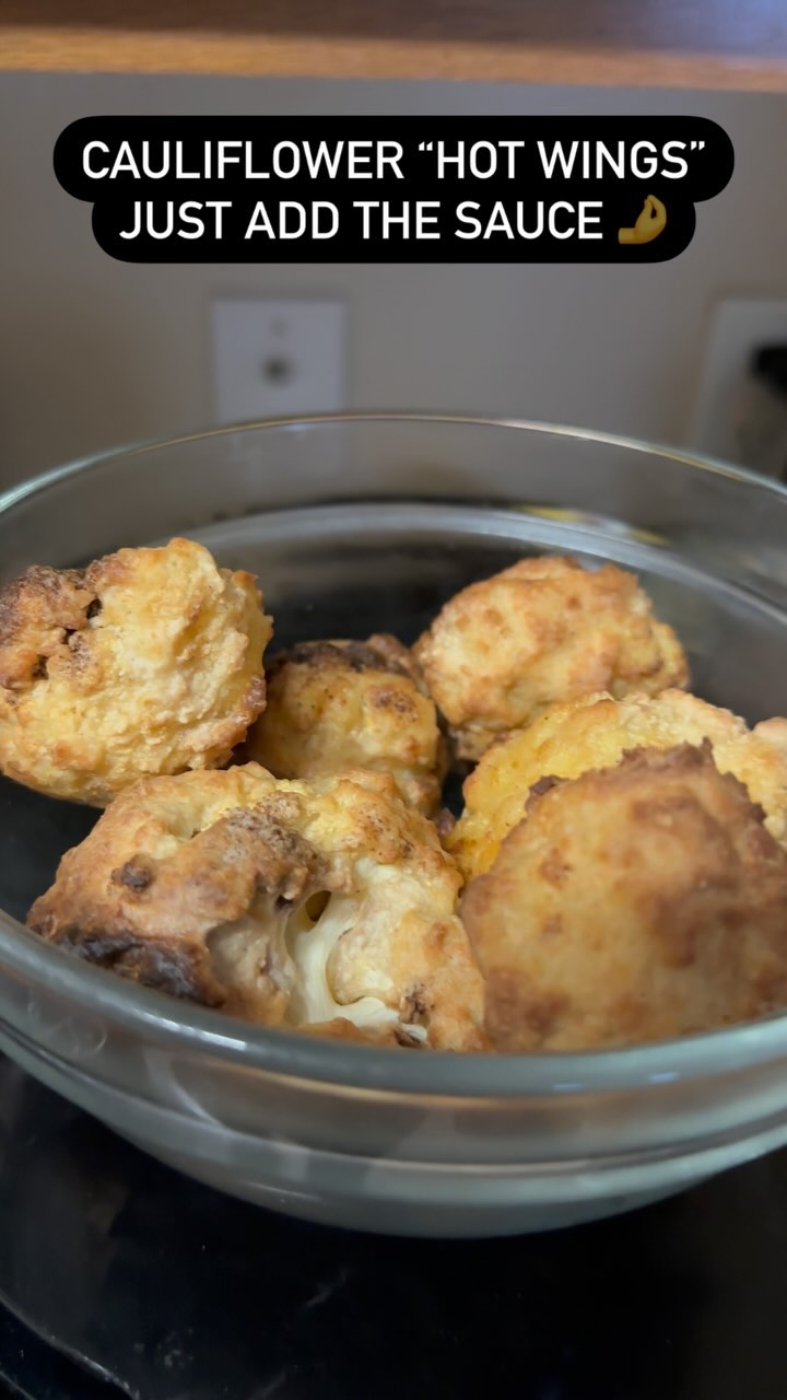 Made cauliflower “hot wings” tonight. Air fried, low grease/fat, vegan batter. Super easy. Cut a cauliflower into florets (these were pretty big), non bleached all purpose flower, oat milk, panko bread crumbs (some added crisp not a requirement), I add some cajun style seasoning to the mix and black pepper. Cook in an air fryer until crisp. Then I add hot sauce of choice and mix it together. Serve hot. 🔥 Boom…reasonably “healthy” party food option.