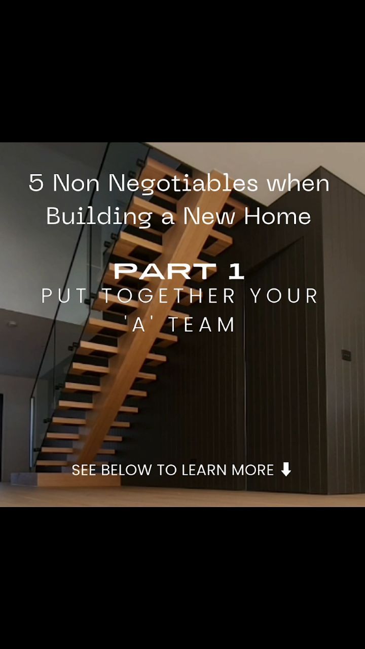 PART 1. Put together your 'A' team.
Interview Reputable Builders and Architects to create the 'A' team you will be working with.
Base your decision on client testimonials and past projects that are similar to your vision.
Don't let early low ball verbal quotes steer you in the wrong direction.
#building #builderstips #buildingadvice #nonnegotiables #melbourne