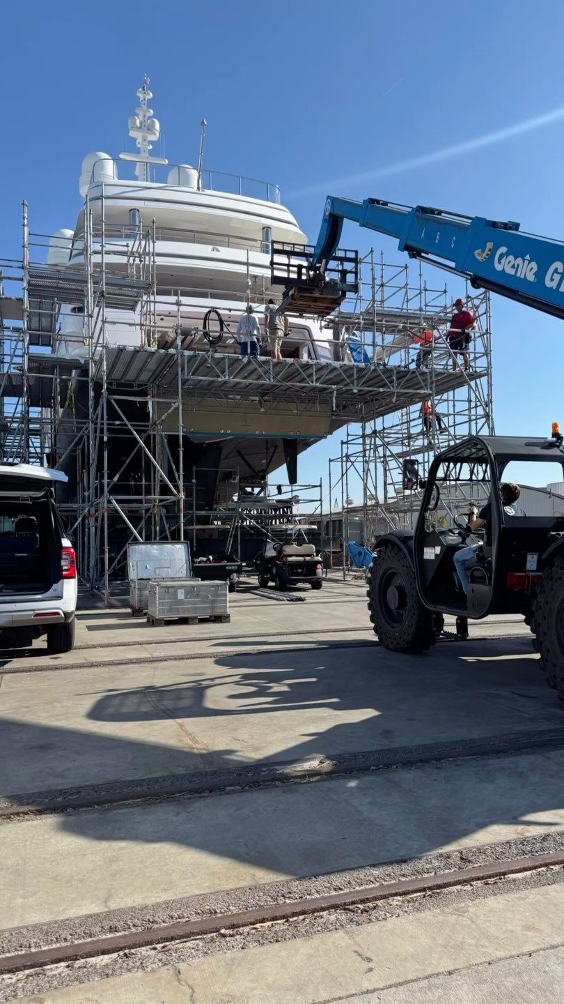 New aft Flexiteek deck in progress for 62m Yacht Moca. #ebersoldboatworks #flexiteek #flexiteekusa #superyachts #superyacht #superyachtmanagement #savannah #yachtdecking #yachtmanagement