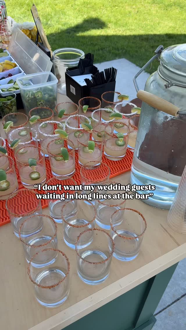 the secret is during the ceremony…
while you two are tying the knot, we are pre-batching your signature cocktails (without ice of course) so they are ready to grab n go come cocktail hour!
Long bar lines at weddings are the WORST especially when the sun is beating down and you just want a refreshing drink to sip on. By pre-making and adding ice + a quick stir as guests start to arrive, this eliminates the wait time and keeps the fresh drinks flowing!
Bar catering is all about high quality cocktails in high volume environments and this is just one trick to get through that initial cocktail rush ⚡️
#bartendingtips #weddingtips #montanabartenders #bozemanbartenders #bozemanweddings #montanaweddings #bozemanmobilebar #bozemanmobilebartenders #montanamobilebar #montanamobilebartending #weddingbar