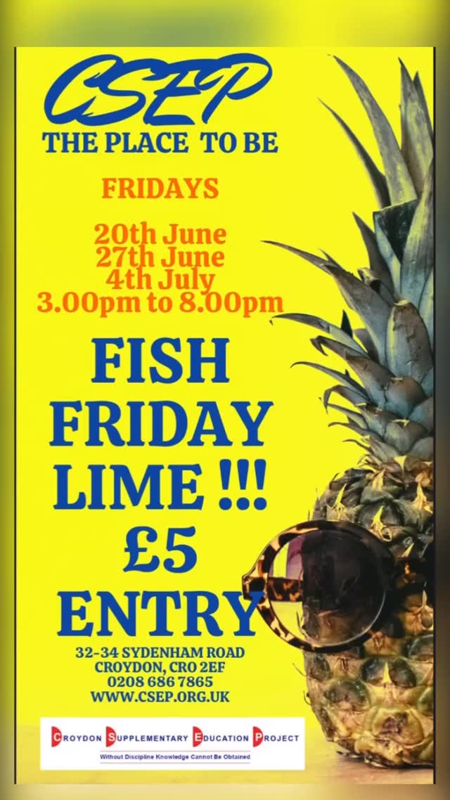 You are cordially invited to join us. Bring your friends and family 🎉🍾🥂
#Csep #FishFriday #CsepCroydon #London #Discover #Viral #Insta #Friday #Weekend #Celebrate #Food #Fun #HappyDays