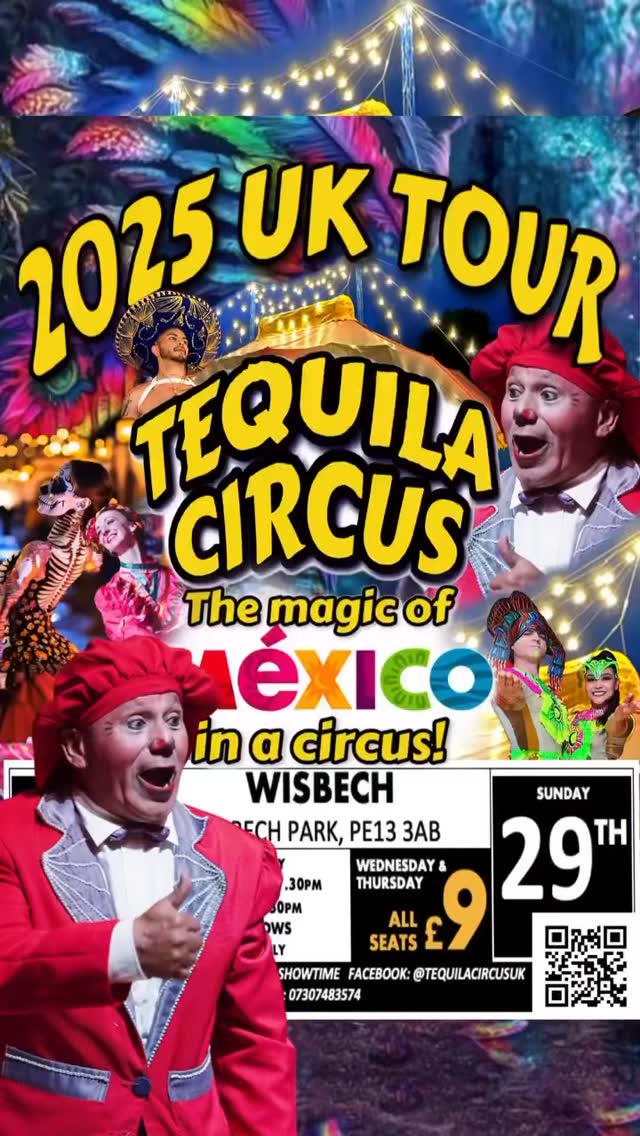 ‼️EXTRA SHOW WISBECH!!!!‼️🤩
Sunday 29th 4:30pm! Don’t miss out! TICKETS ARE LIVE NOW!
Due to sell out performances and limited availability for remaining shows, Tequila Circus will be doing an extra performance at Wisbech Park on Sunday 29th at 16:30, don’t be disappointed, this is your last chance to see the show before we move on to Sandy 😻🫶🎪✨ #tickets #extrashow #tequilacircus #16:30 #ticketsarelive #specialoffer #thankyou #love #circus #mexico #familyfun #weekend #aerialists #acrobat #circusartist #clown #fun #funny