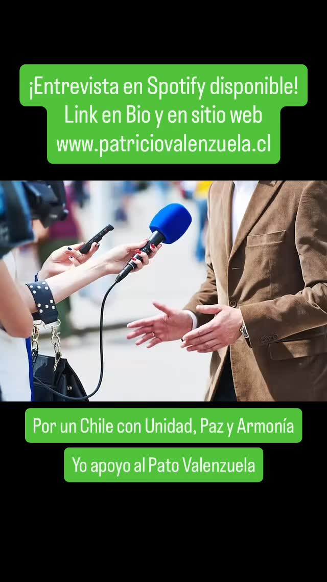 Me alegra compartir que mi entrevista en el podcast ”Preciso y Conciso”, conducido por Don Roberto del Campo Valdés, ya está disponible en Spotify.
Deseo agradecer nuevamente a Don Roberto por la cordial invitación a su programa e invitarles a escuchar mi entrevista. ¡Agradezco desde ya todos sus comentarios! #porunchileconunidadpazyarmonía #yoapoyoalpatovalenzuela