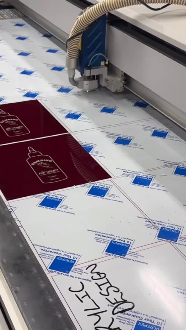 Custom orders..say less 🤩 we are obsessed with bringing visions to life! Nothing makes us happier than making something uniquely you!! @bambino_dublin had a vision and we said LETS GO!! A custom red display case to house their hot honey in store along with the iconic logo engraved and our ink filled magic #displaycase #customorder #acrylic #laser #engraving #inkfilled