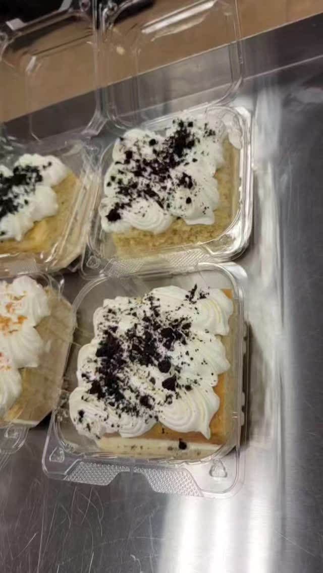 Tres leches cake slices ready to go