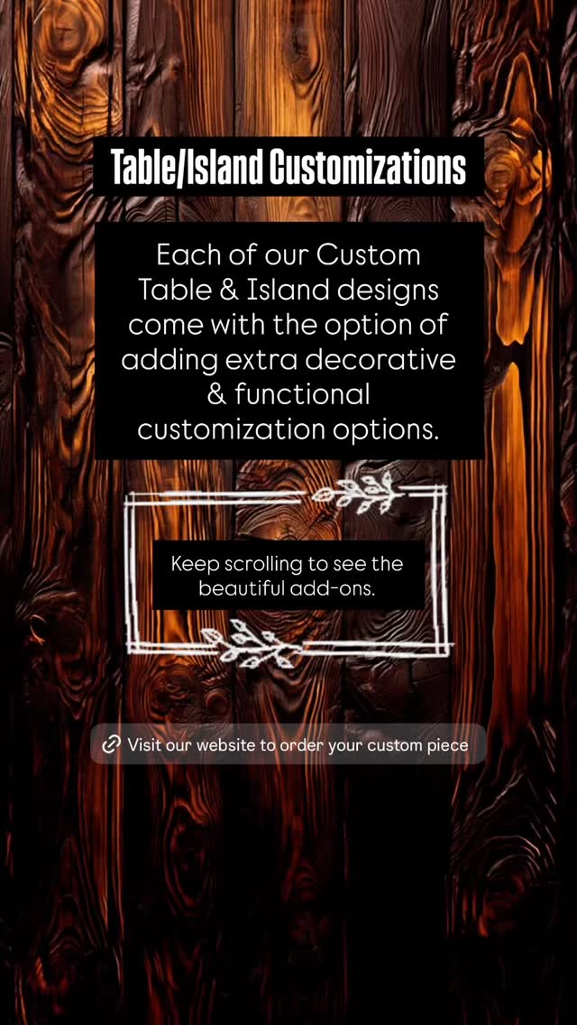 At Saw & Dust Woodworks each of our Hand-Crafted Custom Made Tables & Islands Come With Your Choice of 10 Beautiful Add-On Customizations. www.SawAndDust.com 865-221-7388 #knoxvillesmallbusiness #knoxvillefurniture #customfurniture #knoxvilletn #maryvilletn #customtable #customfurniture #farmhousekitchen #farmhousestyle