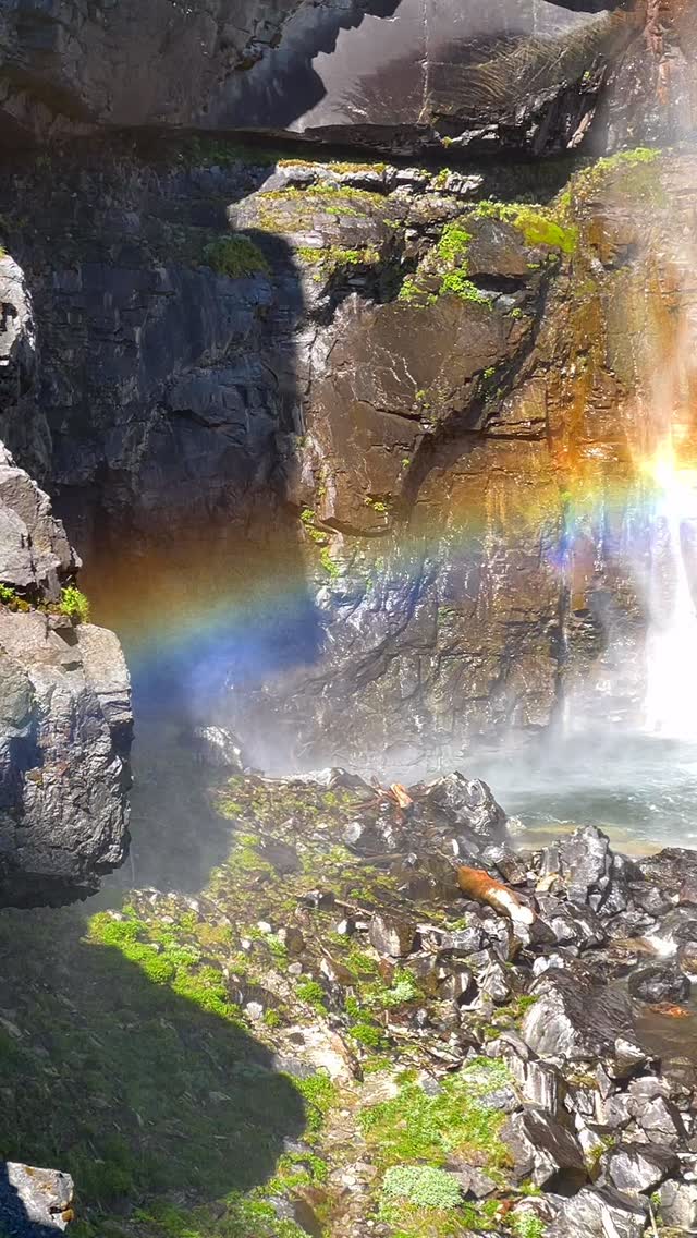 Beautiful Rainbow Falls in Stehekin, WA! Did you see the hummingbird? #rainbowfalls #stehekin #rainbow🌈 #waterfallart #lakechelan