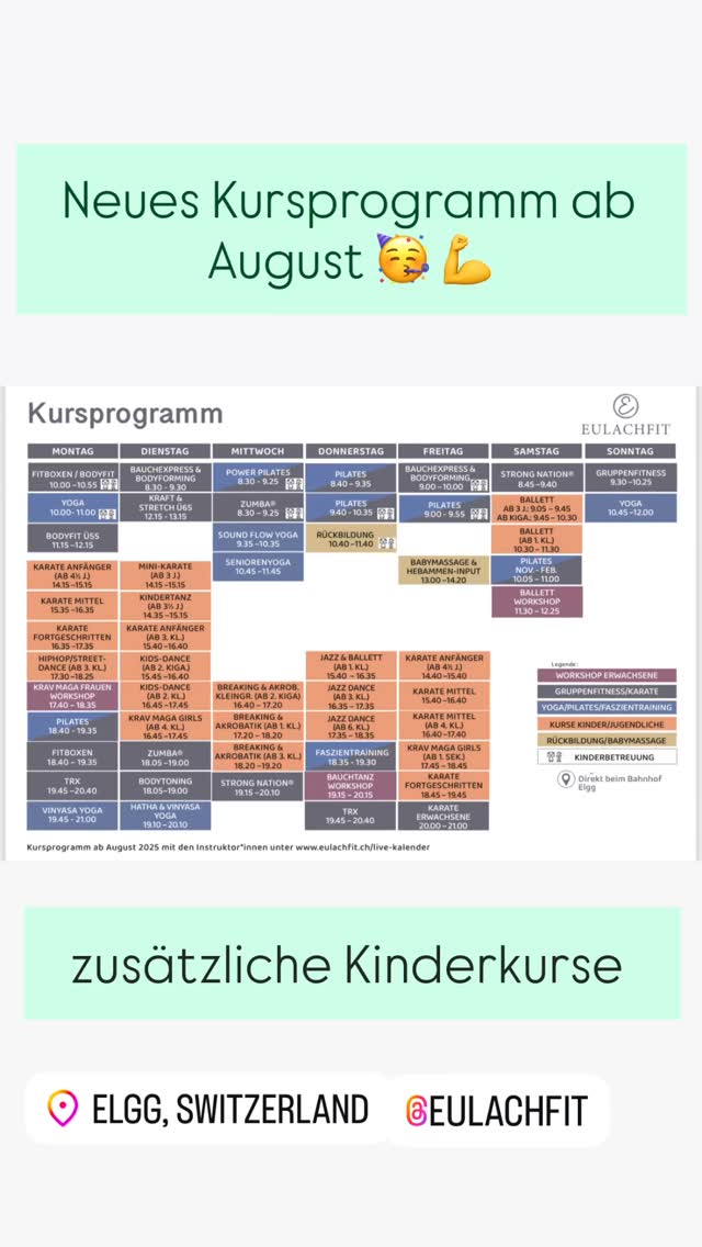 #eulachfit #elgg #karate #yoga #pilates #tanz #zumba #trx #breaking #gruppentraining #ballet #kindertanz #rückbildung #jazz #fitboxen #fitness