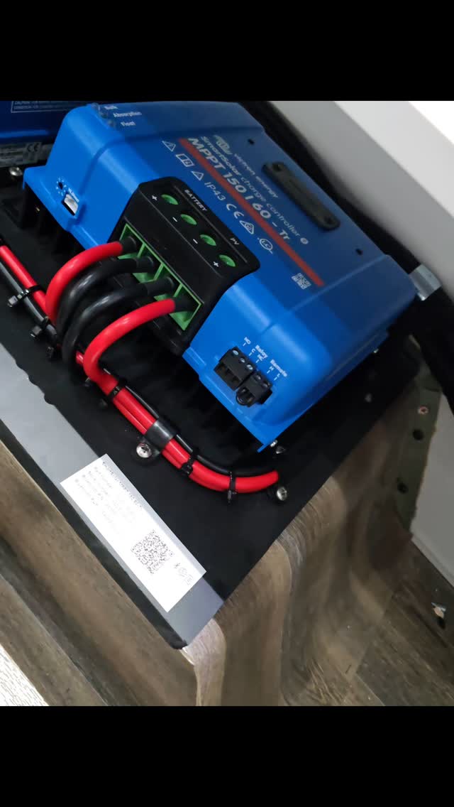 Small solar upgrade. BIG gains. This caravan was factory fitted with 800watts of solar cabable of producing around 40amps. However it was all running through a 30 Projecta system including the portable solar. We fitted a 60 amp Victron MPPT for the roof solar and a 30 for the portable. Now we expect to see upwards of 50amps per hour plus the portable. @victronenergylatam #victron #12volt #caravansolar #solarpanels #offgridliving #autoelctriciansunshinecoast