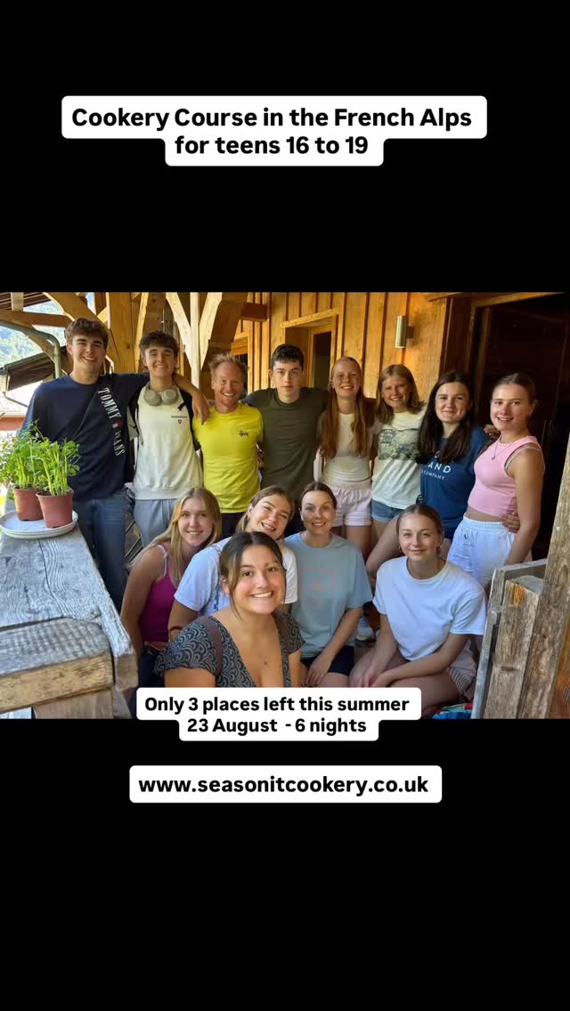 Just 3 places left on 23 August to 29 August cookery course for teens at our ski chalet in the French Alps. This fabulous 6 night course in English is a delight from start to finish with free time scheduled to explore the nearby swimming lake with tree top climbing course and Beach! #seasonitcookery #dofe #dofegold #doferesidential #kingstopscoutaward #dofewithadifference #chaletpomet #youthwithoutlimits #cookerycourse #mumsnet