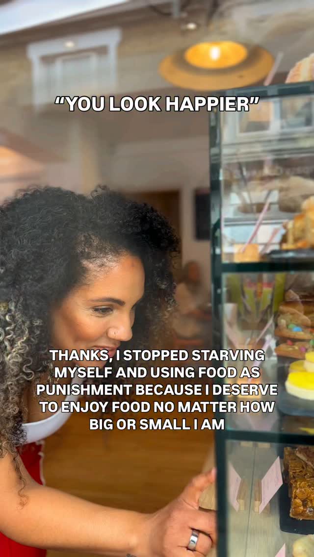 No more food guilt, no more deprivation, no more disordered eating 🥲
After YEARS of starving and punishing my body in every which way imaginable I finally decided to stop restriction.
Of course I still portion control but instead of counting calories I count nutrients, focus on blood sugar balance and the effects food have on how I FEEL.
And what a game changer it’s been!
No longer thinking about food all the time, no longer craving carbs and sugar.
I genuinely never thought I could get to this point but I’m so grateful I have!
If you’re stuck in a cycle of deprivation and binging or just want to understand food a little more, feel free to get in touch ❤️
Eyeing up the delectable bakes from @marleysbakery_barnet 😍 the best!