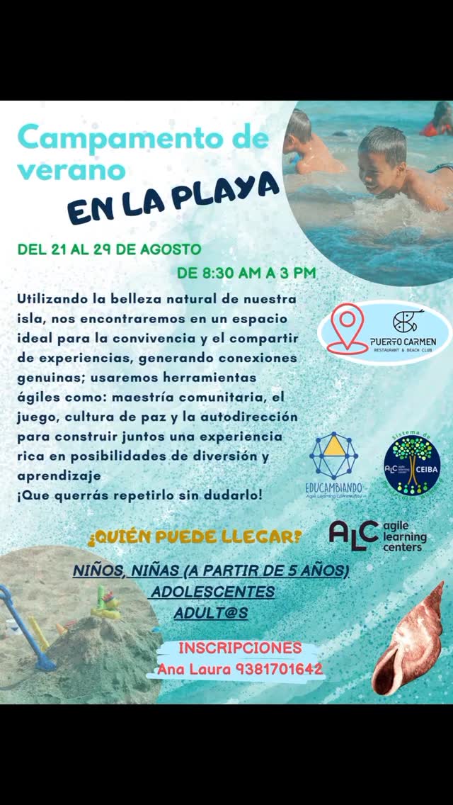 Este próximo 21 de agosto estaremos colaborando con @ceibaalc en el campamento de verano en la playa...no te puedes perder esta gran experiencia!!!