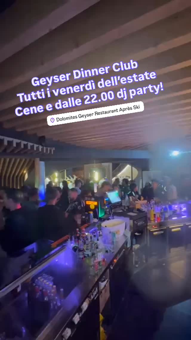❄️ L’Apres Ski può aspettare.
Noi balliamo già da adesso.
Meno giacche, niente sci ma stessa energia.
🎶 Ogni venerdì d’estate – Geyser Dinner Club
Cene e dalle 22.00 musica con Dj! 💿