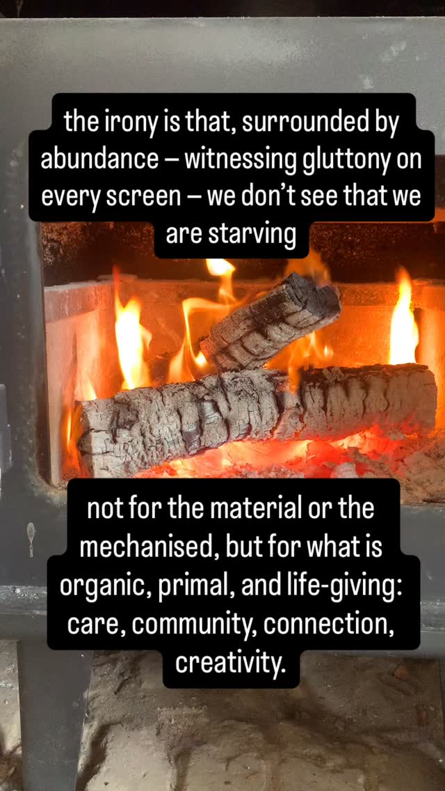 the irony is that, surrounded by abundance — witnessing gluttony on every screen — we don’t see that we are starving.
not for the material or the mechanised,
but for what is organic, primal, and life-giving:
care.
community.
connection.
creativity.
this is what i’m weaving in every space i hold.
unlearning the hunger.
remembering what nourishes.
🌿 unbound + tend are open
📼 replays available for month one
🌀 supervision spots from august
come re-root with us.