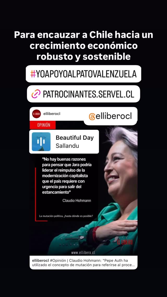 Para encauzar a Chile hacia un crecimiento robusto y sostenible. #yoapoyoalpatovalenzuela #porunchileconunidadpazyarmonía #fyp #parati #viralchile #chile2025 #candidatoindependiente #instagram