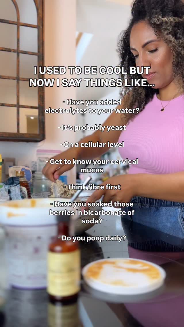 I’d argue I’m even cooler now tbf 😌
Gone were the days of conventional fabric softener, plastic food containers, guessing my way around my cycle and being literally blind to all the messages (symptoms) my body was throwing at me!
It’s cool to be body literate 🤩
It’s cool to say no to plastics 🤩
It’s cool to ditch the hormone disrupting chemicals 🤩
It’s cool to talk about poop 🤩
And I’m here for it!
Tell me, what did I miss off this list? What do you hear yourself say that makes you cringe a little?