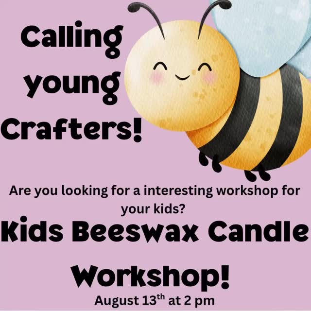 Join us August 13th at 2pm for our Kids Beeswax Candle Workshop with @stonehomecreatives. Ages 7+. Parental assistance required. Registration required. Sign up here. https://www.thegardeninharrington.com/service-page/kids-beeswax-candle-workshop?referral=service_list_widget