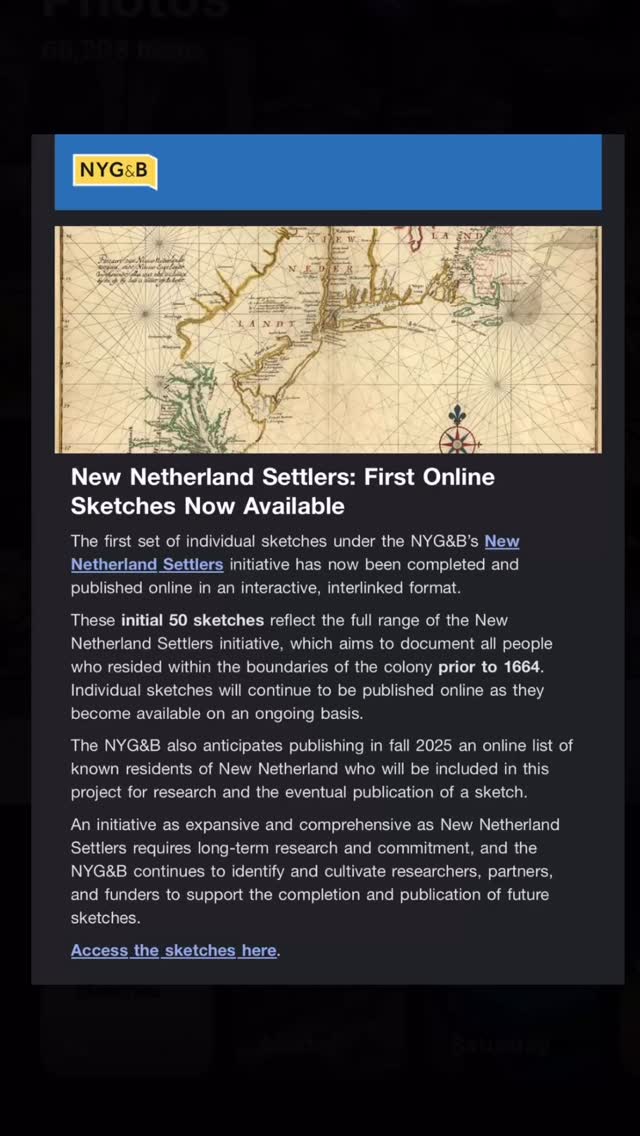 HISTORY NERD ALERT! First online sketches are now available for the New Netherland Settlers project by @nyfamilyhistory
“These initial 50 sketches reflect the full range of the New Netherland Settlers initiative, which aims to document all people who resided within the boundaries of the colony prior to 1664. Individual sketches will continue to be published online as they become available on an ongoing basis.”
This first 50 includes people from a wide array of backgrounds: Dutch, African, Mohawk, Mahican, Portuguese, German, Swedish, Norwegian, and Austrian origins.
One of the side characters in my novel, Teunis Nijssen (nicknamed Nys in the book) is included!
Thank you to Yvette Hoitink, the genealogist who compiled his profile and reached out to me to check if there were any records she missed. Very thoroughly researched, Yvette! 👏