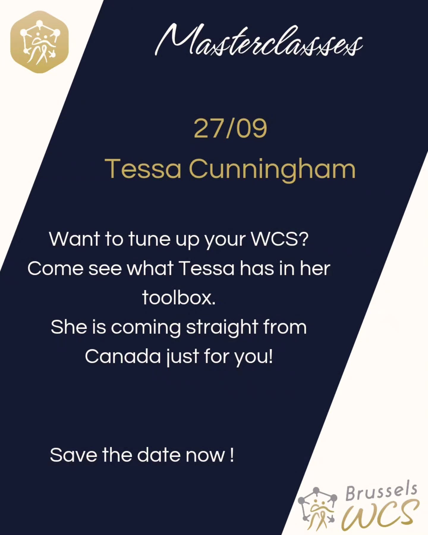 And already we have new Masterclasses to announce !
The first one with @tessawcsdance @swingliteracy, come and see what Tessa has in her toolbox !
#westcoastswing #bwcs #brusselswestcoastswing #modernswing