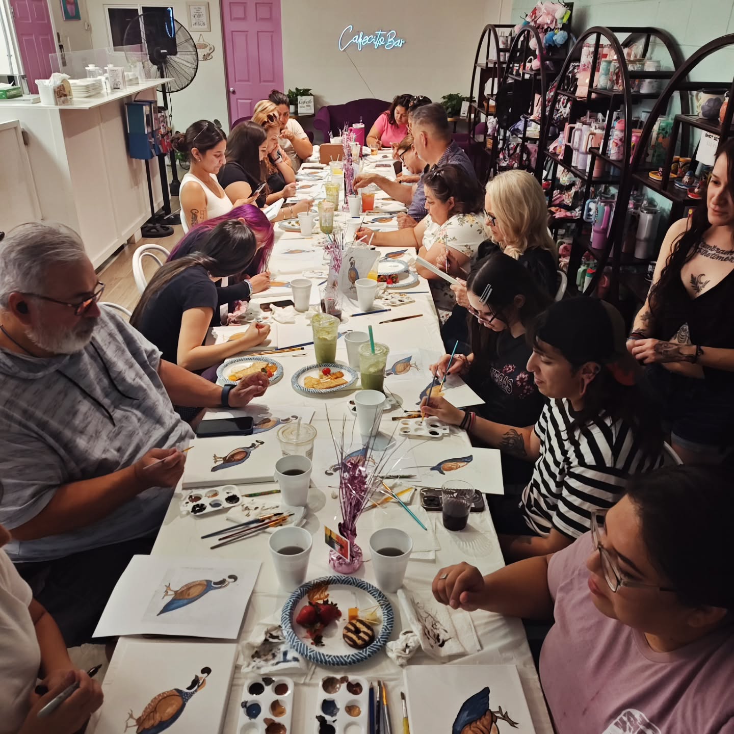 Thank you all for taking part an hour very first Paint and Sip, held at Cefecito Bar in Brawley.
@cafecitobar23 💜
#healthandwellness
#coffeelover
Our project this month was to complete a painting of the California quail, our state bird, selected in 1931!
These birds have a curvy pudgy belly and a plume on top of their heads that droops forward.
We had a full house and tons of fun! Details on our next event coming soon!! All talents and ages are always welcome!
#paintanddrink
#californiaquail
#imperialvalleymurals
#coffeeandwine
#paintandwine
#brawley
#artisfun
#loveyourcommunity
@mariadominguez4402 Thank you for helping us put this together!