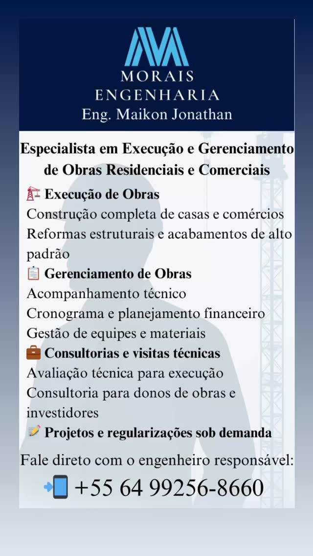 Você sabia que a Morais Engenharia faz desde o projeto até a entrega da chave?
Conheça nossos serviços!
#DoProjetoÀChave