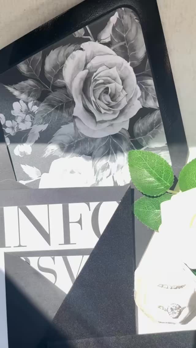 This one is for the couple who lives for a statement.
A sleek black velvet pocket, crisp black and white typography, and the kind of minimal layout that somehow says everything with very little. It’s bold. It’s modern. It’s got that effortlessly cool energy that turns heads without trying too hard.
This suite doesn’t whisper luxury. It walks in wearing it.
#ModernWeddingInvitations #LuxuryWeddingPaper #BlackTieWedding #VelvetInvitation #ChicWeddingStyle #BoldWeddingDesign #BlackAndWhiteWedding #GlamWeddingVibes #MinimalWeddingInspo #StatementWeddingStyle #WeddingInvitationsThatWow #ModernLove #HighStyleWedding #PaperMuseCo #editorialweddingstyle