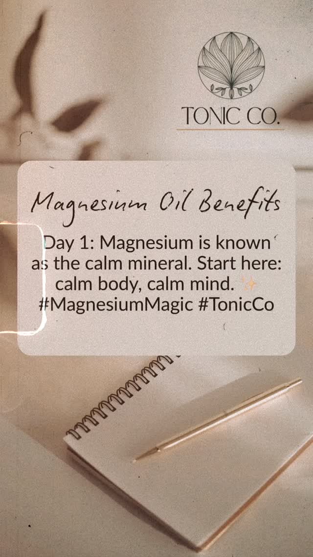 We’re kicking off 30 Days of Magnesium Benefits — simple, powerful ways this essential mineral can support your sleep, stress, energy, and everyday wellness.
Whether you’re new to magnesium oil or already obsessed, you’ll love what’s coming. 🌿✨
#MagnesiumMagic #TonicCo #NaturalWellness #MagnesiumOil #DailyCalm #SprayAndRestore#naturalwellness #sleepsupport