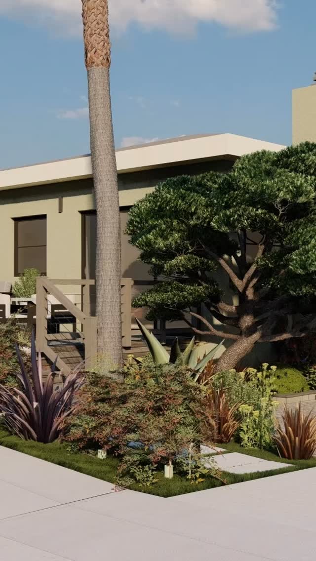 Perched in the hills of Sunset Cliffs, this property is transformed into a layered modern-coastal landscape that feeds off its natural topography and reflects the laid-back refinement of its setting. A series of outdoor spaces, crafted with natural materials and a clean palette, creates both flow and function from front yard to back.
The front yard blends existing mature junipers with new Mediterranean and native species like rosemary, flax, grevillea, heavenly bamboo, and lavender, adding movement, softness, and curb appeal. At the front of the home, a raised Kebony wood deck with a bench surrounding the border, offers a breezy extension of the indoors that provides views of the ocean. In the backyard, layers unfold: a childrenās play zone, a vegetable garden with raised cedar planters + espaliered fruit trees, and a fire-side seating area for relaxed evenings.
Tucked in a quiet corner, a dedicated āZen zoneā with Japanese style plantings, a sauna, and an outdoor shower, offer a meditative retreat. The overall composition balances livability with style, delivering a flexible, high-functioning outdoor environment for both everyday use and weekend entertaining.
#LandscapeDesign #ModernLandscape #OutdoorLiving #BackyardGoals #CaliforniaLandscape #LandscapeArchitecture #GardenDesign #ContemporaryGarden #SustainableDesign #DroughtTolerantPlants #KebonyDecking #remotelandscapedesigner #CedarFencing #NaturalMaterials #CoastalLandscapeDesign #HardscapeDesign #remotelandscapedesign #droughttolerantlandscape #SanDiegoPlants #NativePlantsCalifornia #PollinatorGarden #ZenGardenDesign #SunsetCliffs #SanDiegoHomes #SanDiegoDesign #SouthernCaliforniaStyle #SoCalLandscapes #sandiegolandscapedesign #DesignInspiration #LandscapeTransformation