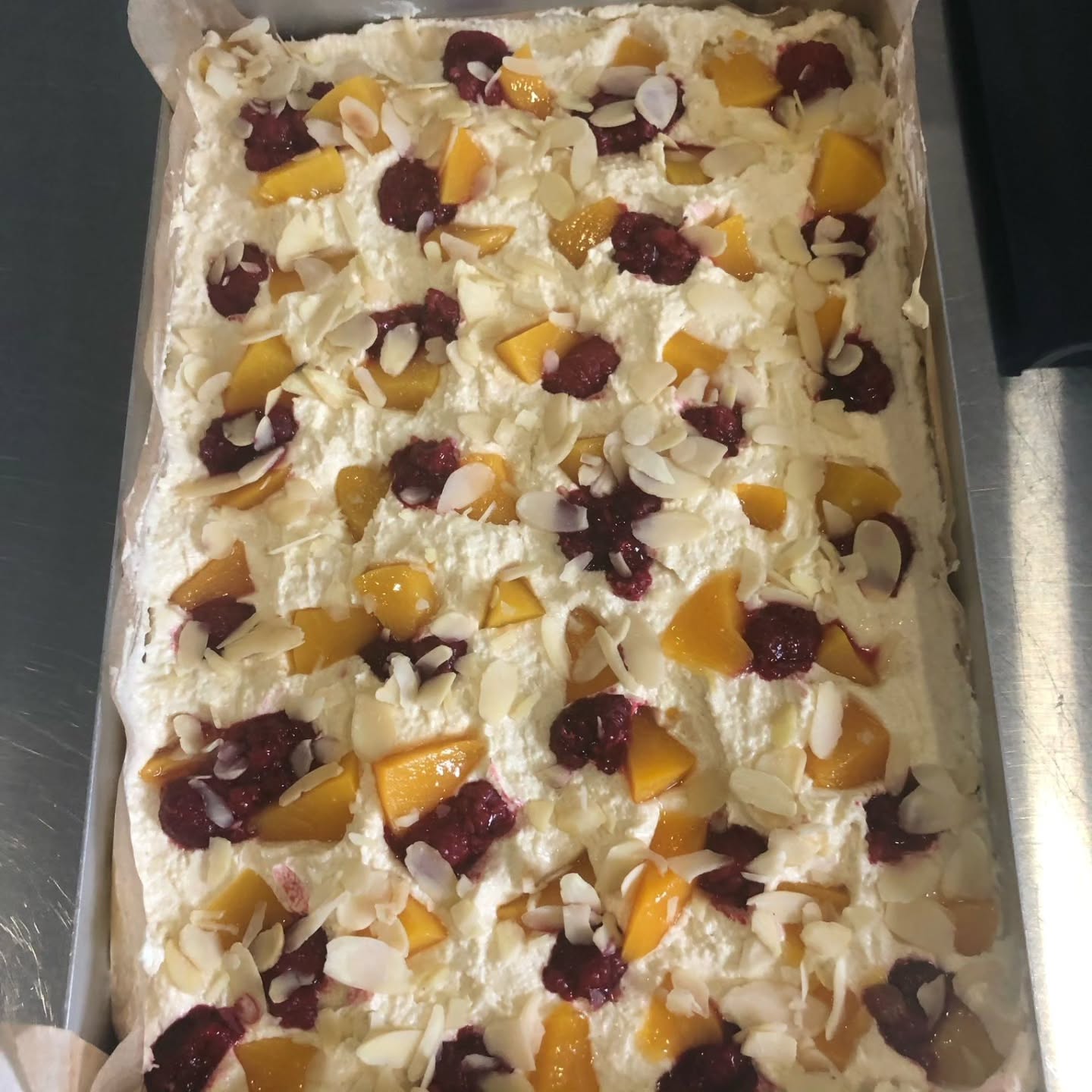 Peach & Raspberry Frangipane 🍑 made with love, and a lot of steps.
Swipe through to see why this bake isn’t a rush job – it’s a ritual 🫶🏻
🧈 all butter shortcrust, hand-pressed, rested & blind baked.
🌿 Frangipane mixed slow and steady.
🍓 A layer of raspberry jam.
🍑 Then the fruit – peaches & raspberries, arranged one by one.
Topped with flaked almonds, then baked till golden.
It’s a tray that takes hours – but that’s why it tastes like something special.
Handcrafted. Small batch. Baked properly.
#layerd_cakes #eatgoodcake #eatrealfood #layerd #frangipane #almonds #allbutter #handmade #traybakes #bakersgonnabake #yorkshirefoodanddrink #instagood #harrogatecakes #coffeeshoptreats #artisanbakes