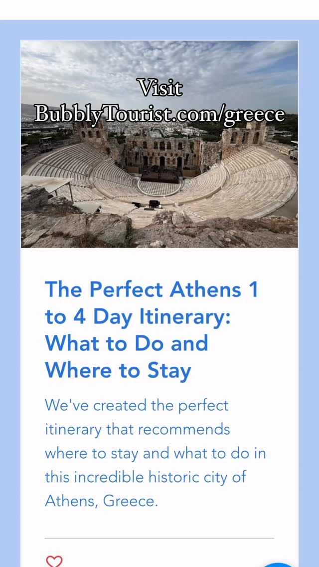 From ruins to rooftop views see Athens our way! Bubbly Tourist has the PERFECT itinerary whether you will be in Athens for just a day or longer! See our website for details. Travel More Travel Bubbly! #bubblytourist #travelmore #traveltheworld #vacation #travel #ilovetotravel #wanderlust #traveller #athens #greece #incredibletravel #travelislife✈️