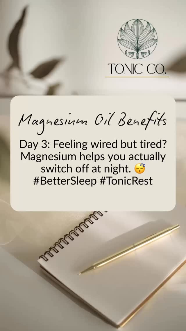 Wired but tired? 😵💫
Magnesium helps your body actually switch off when it’s time to rest — no more staring at the ceiling at 2am. ✨
A few sprays before bed = deeper, calmer sleep. 🌙
#TonicCo #MagnesiumMagic #BetterSleep #NaturalSupport #WiredButTired #RestoreYourBody #SleepNaturally