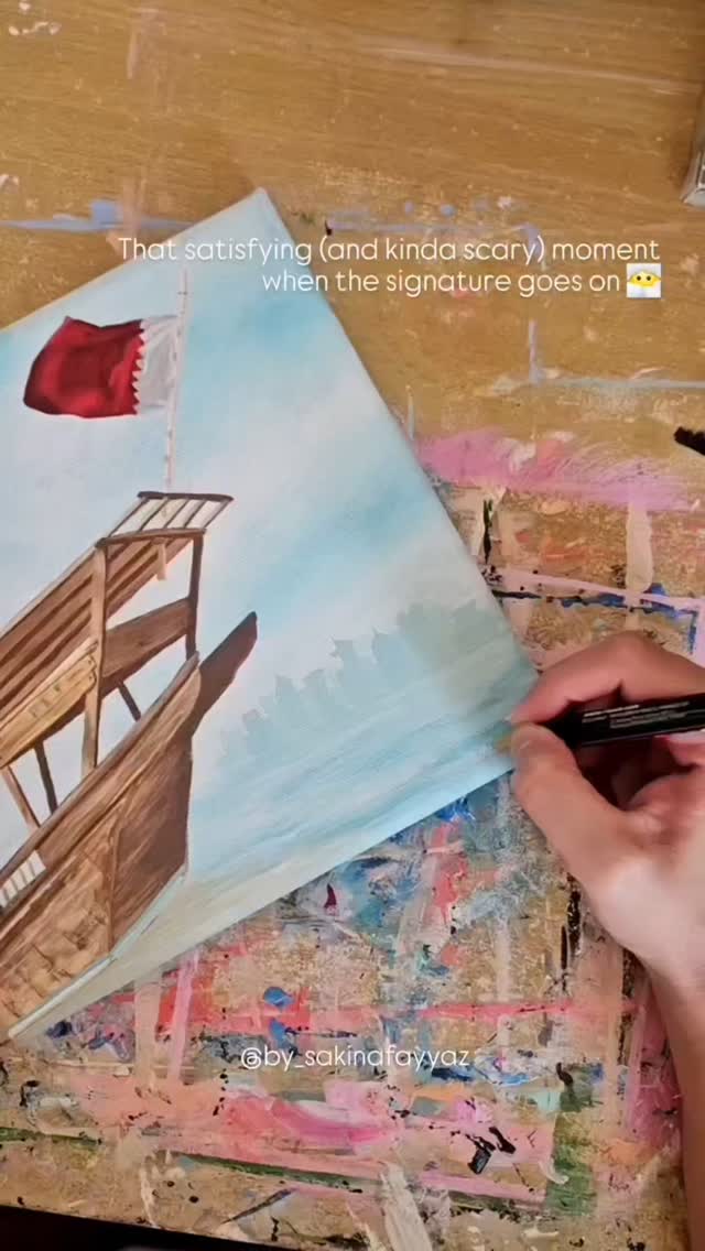 It's always kinda scary adding that final touch to a painting.. I always feel like I'm gonna ruin it somehow 🙈 And to be completely honest.. I did ruin it after taking this video 🥲 had to go full on disaster control 😪. But hey, all's well that ends well 🤷🏻♀️