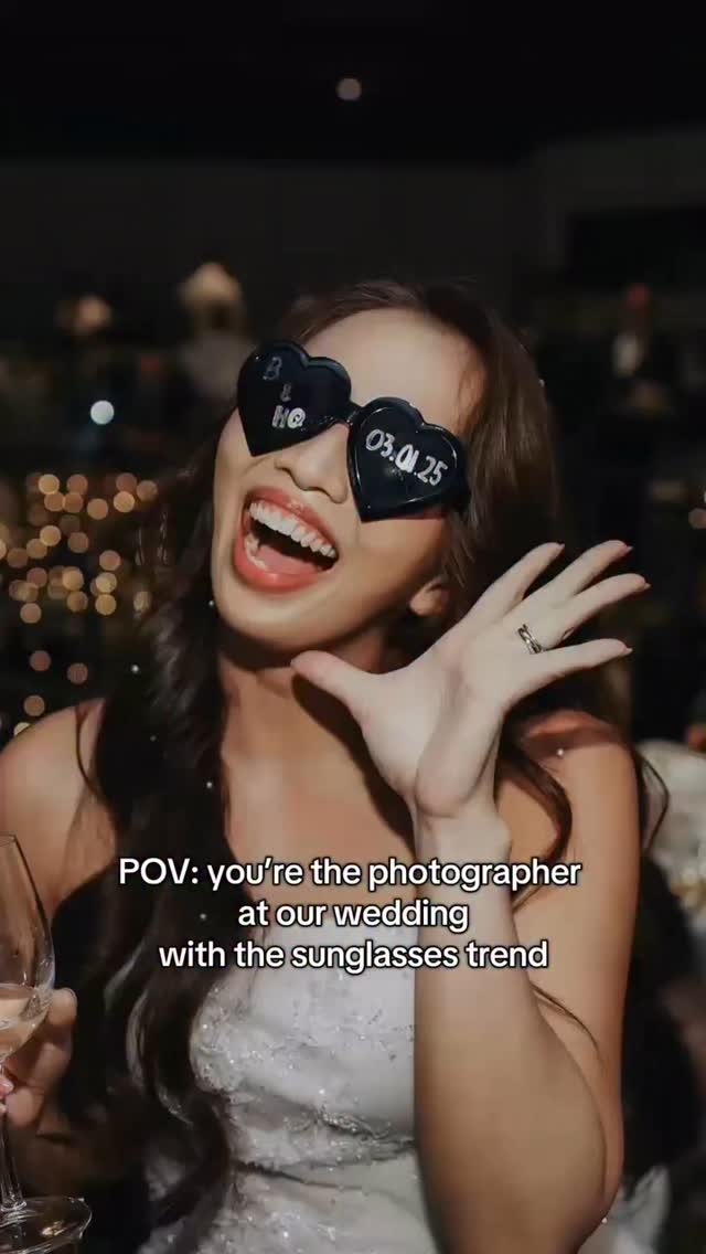 POV: You’re behind the lens when the bride rolls in with custom heart-shaped sunnies and contagious energy 💥