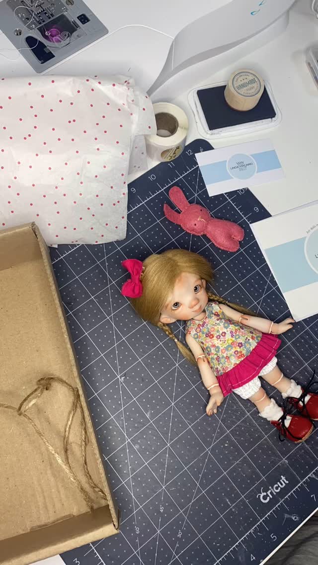 Packing the dolls formext week @urbancraftuprising market in Port Townsend #lindamacariodolls #bjddoll #artdoll #dollmaking #