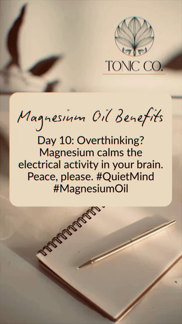 Can’t switch your brain off? 🧠⚡
Magnesium calms the electrical activity in your nervous system, helping your mind slow down so your body can truly rest.
A few sprays = less overthinking, more unwinding. ✨
#TonicCo #MagnesiumForCalm #OverthinkingRelief #NaturalRest #MindCalm #RestoreYourBody #TonicTip